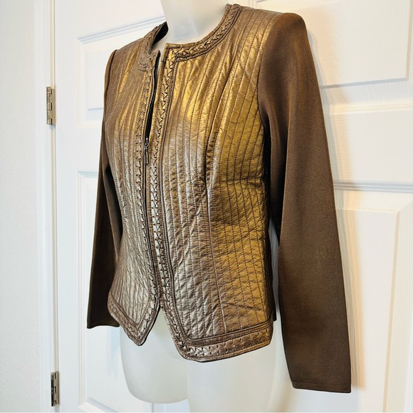 Peter Nygard Bronze Leather Jacket 10-12 Petite - Picture 2 of 6